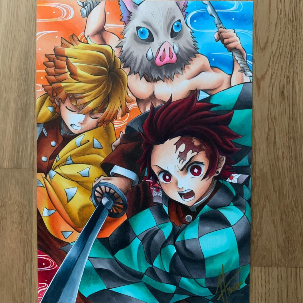 Trio Tanjiro, Zenitsu, Inosuke - demon slayer