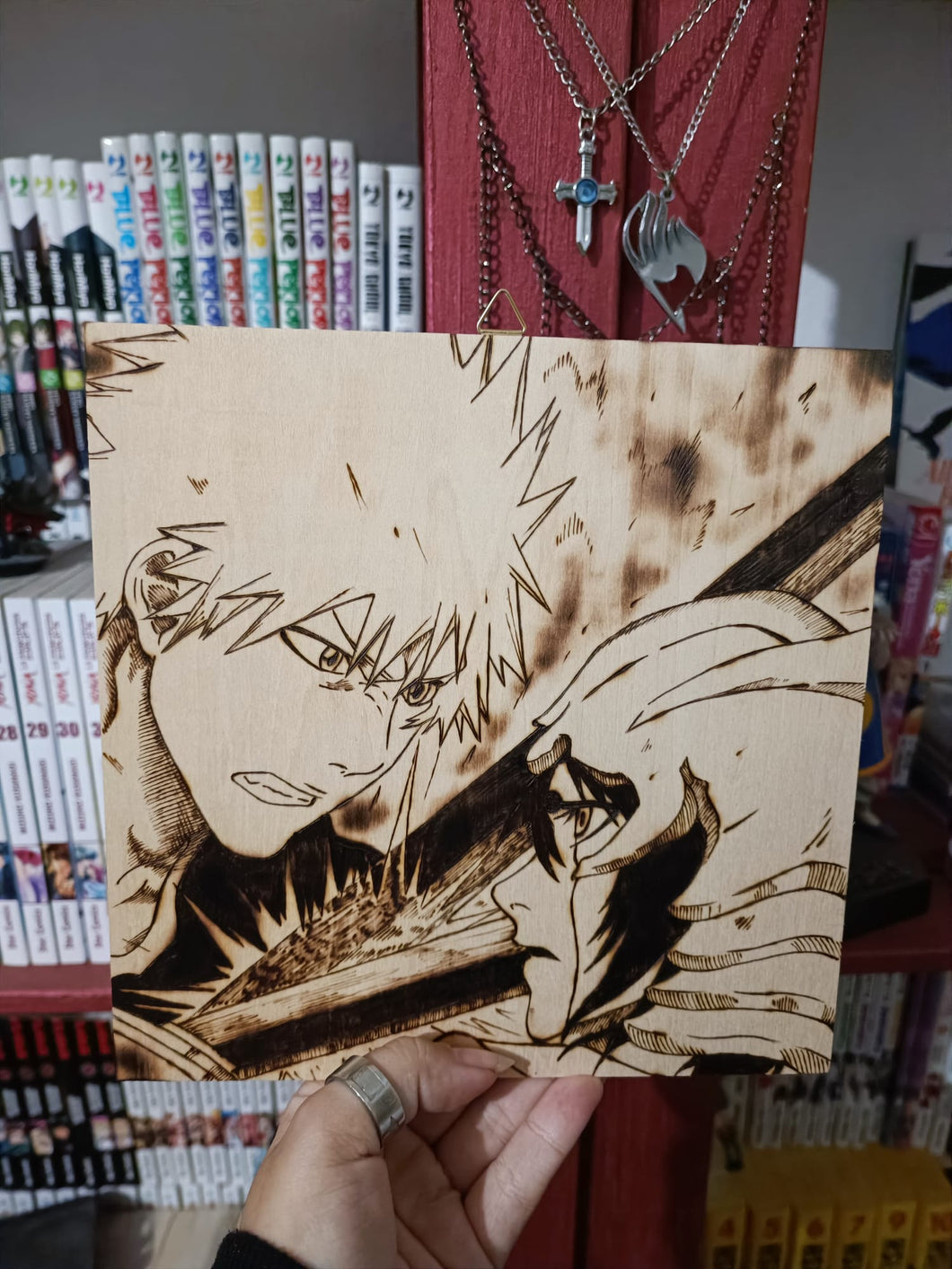 Tavola su legno Ichigo e Ulquiorra